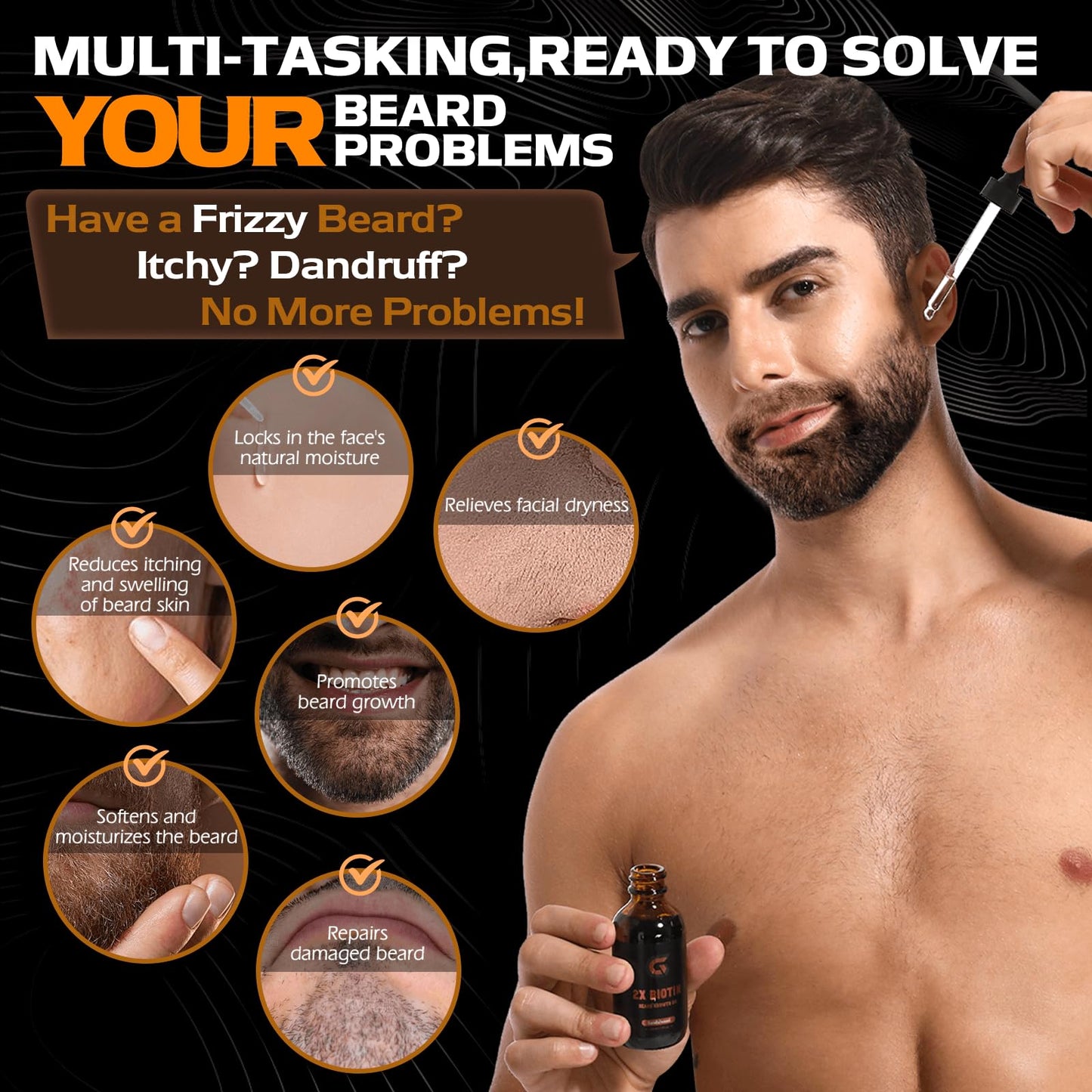2x Biotin Beard Growth Oil and Beard Balm - Beard Growth Serum Care Kit - Vegan Natural Ingredients Leave-In Conditioner - Moisturizes, Strengthens, Thickens and Promotes Facial Hair Growth