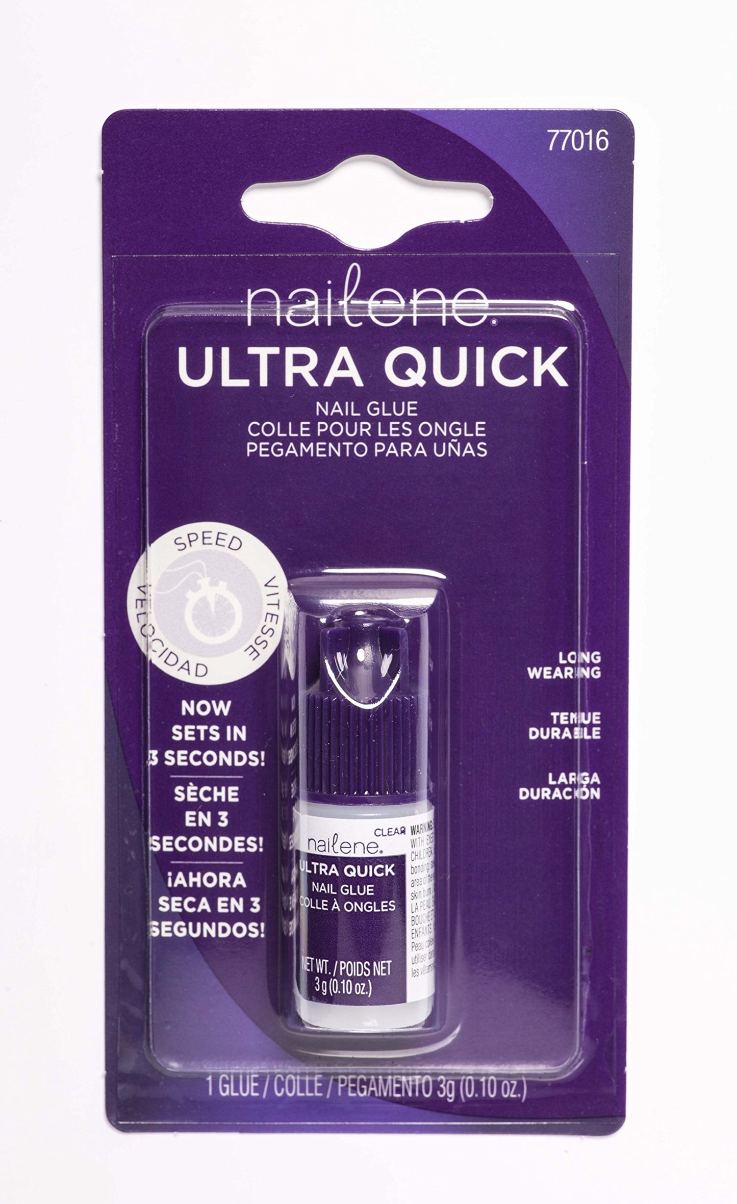 Nailene Ultra Quick Nail Glue Value Pack, Clear, Pointed Tip Precise Application, Super Fast Setting, Quick Drying, Maximum Strength, Strong Nail Glue for Press Ons and Nail Tips, 3 Piece