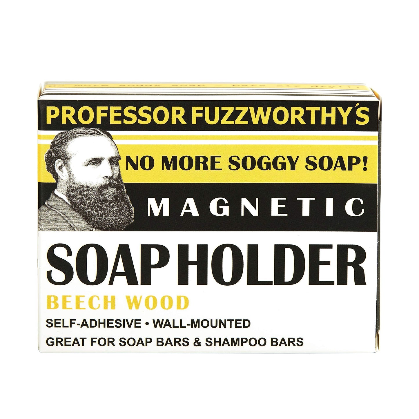 Professor Fuzzworthy's ACV Beard Shampoo Bar & Magnetic Soap Holder Men's Grooming Gift Kit | 100% Natural Beard Wash with Organic Ingredients- Eco Friendly Wooden Soap Dish for Shower & Bath
