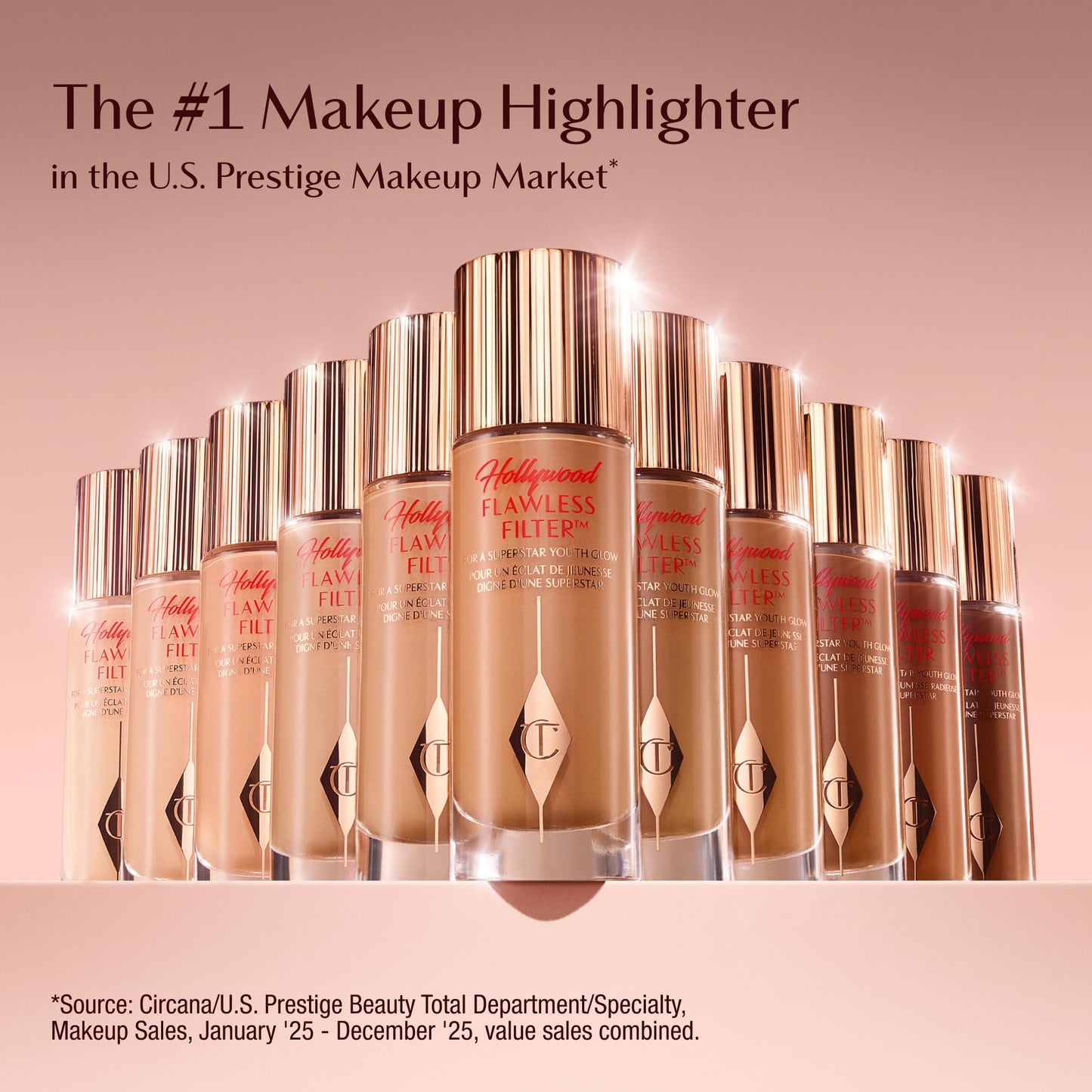 Charlotte Tilbury Hollywood Flawless Filter - Multi‑Use Makeup Primer, Complexion Booster & Illuminating Liquid Highlighter with Sheer Coverage - Smooths & Blurs Skin - 2.5 Fair