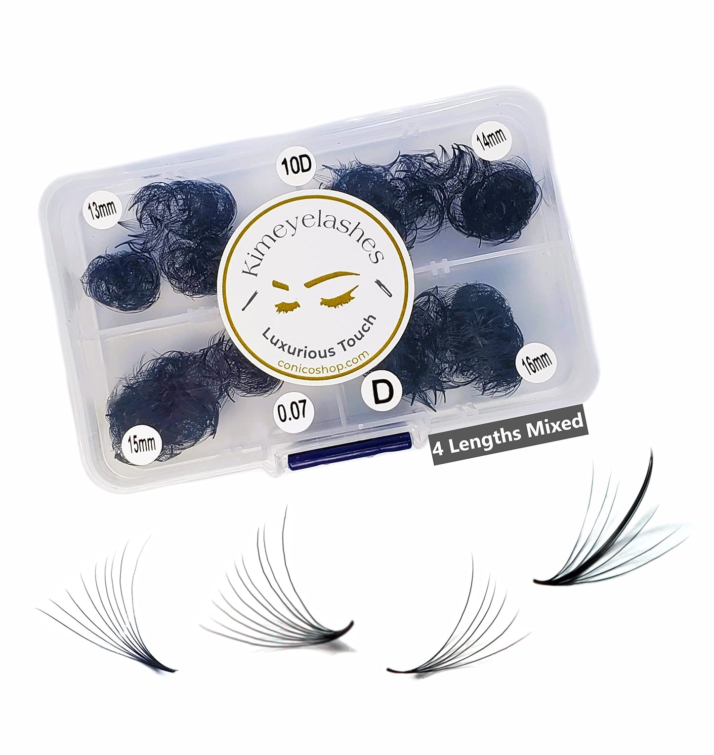 Kimeyelashes 1000 Premade volume fans Mixed 4 lengths 9-12 | 11-14 | 13-16 Wispy Handmade eyelash extensions supplies Russian volume lash promade fan 4D 5D 6D 10D (11mm - 14mm, 8D - 0.05 - CC)