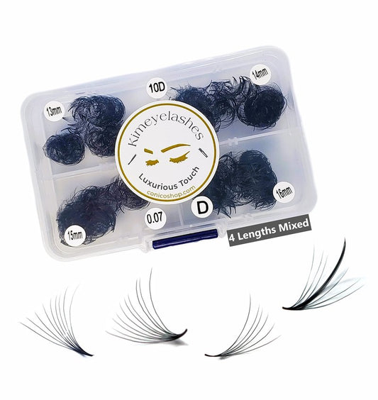 Kimeyelashes 1000 Premade volume fans Mixed 4 lengths 9-12 | 11-14 | 13-16 Wispy Handmade eyelash extensions supplies Russian volume lash promade fan 4D 5D 6D 10D (11mm - 14mm, 8D - 0.05 - CC)