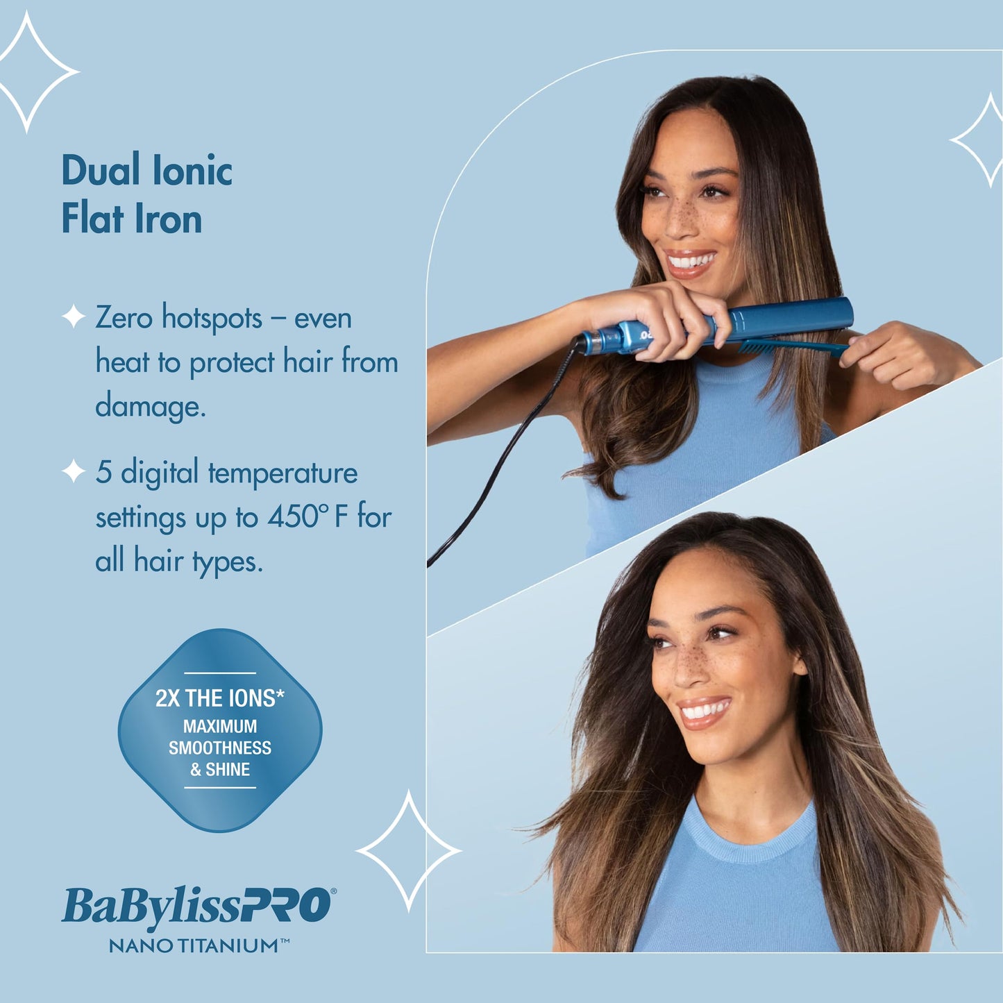 BabylissPRO Nano Titanium Specialty Ionic Hair Straightener, Professional Flat Iron For All Hair Types