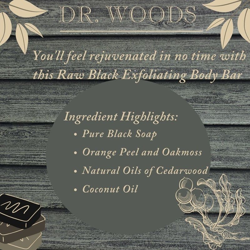 Dr. Woods Raw Black Exfoliating Body Bar with Organic Shea Butter, 5.25 oz (Pack of 3)