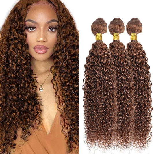 Wahairse Human Hair Bundles 14 16 18 Inch Jerry Curly 30 Color Human Hair Unprocessed Brazilian Virgin 3 Bundles Quick Weave Human Hair Extensions 300g (30# Jerry Curly, 14 16 18)