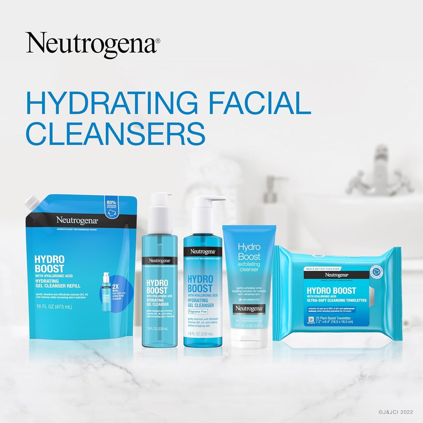 Neutrogena Hydro Boost Facial Cleansing Gel - Lightweight Hydrating Face Wash with Hyaluronic Acid | 16 fl. oz Refill Pouch