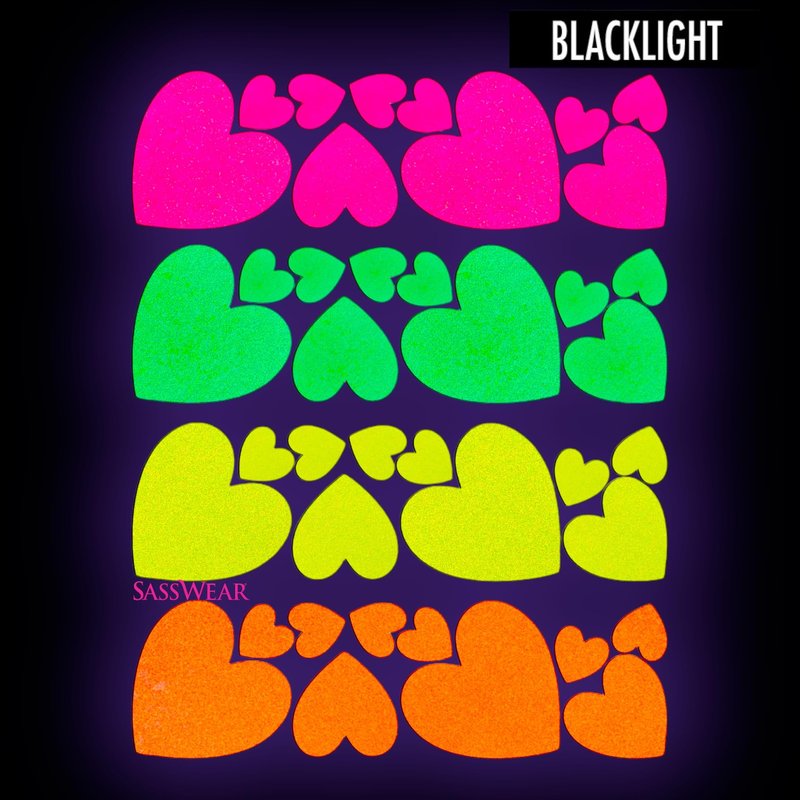 Sasswear Blacklight Heart Body Stickers - Neon, 40/pk