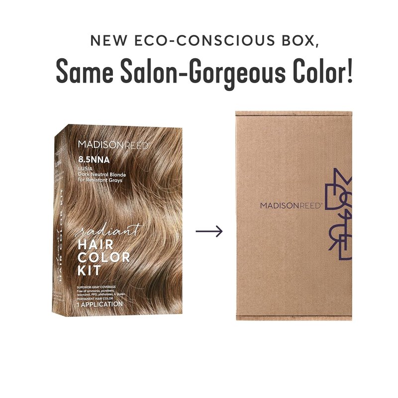Radiant Hair Color Kit - 8.5NNA Dark Neutral Blonde | 100% Gray Coverage, PPD-Free & Ammonia-Free, 1 Pack