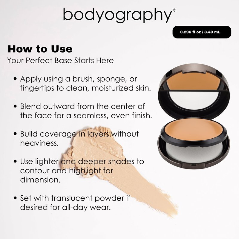 Bodyography Silk Cream Foundation – Light/Medium | Hydrating, Weightless Liquid Cream Foundation with Hyaluronic Acid & African Rooibos Tea | Medium-to-Full Coverage, Luminous Finish