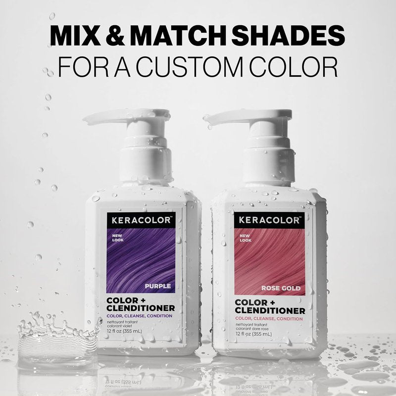 Keracolor Color + Clenditioner - 3-in-1 Color-Depositing Conditioner for Gentle Cleansing | 33.8 Fl Oz, 9 Shades