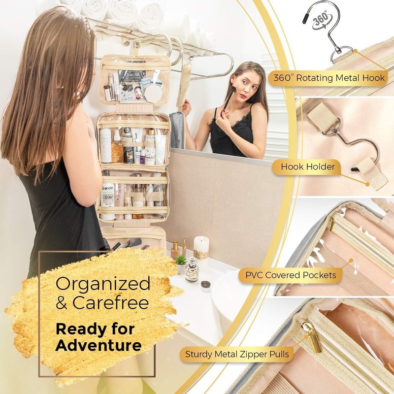 Large Hanging Travel Toiletry Bag for Women - Makeup & Bathroom Organizer | Versatile Accessories & Essentials