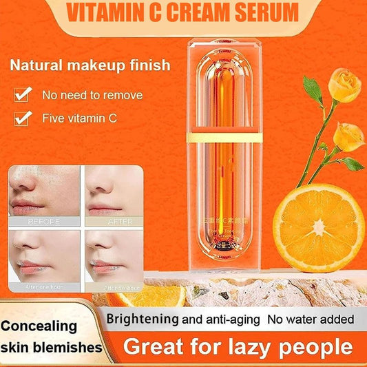 XIRUJNFD Vitamin C Makeup Tone Up Cream, Five Vitamin C Tone-Up Cream, Multi 4-In-1 Face, Concealer, Face Primer and Makeup (5)