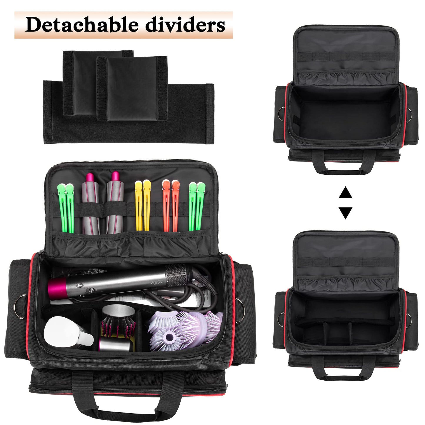 BAFASO Hairdresser Bag with Adjustable Dividers, Tattoo Case Holds Tattoo Supplies, Travel Barber Case Holds Various Hair Cutting Tools (Bag Only), Black