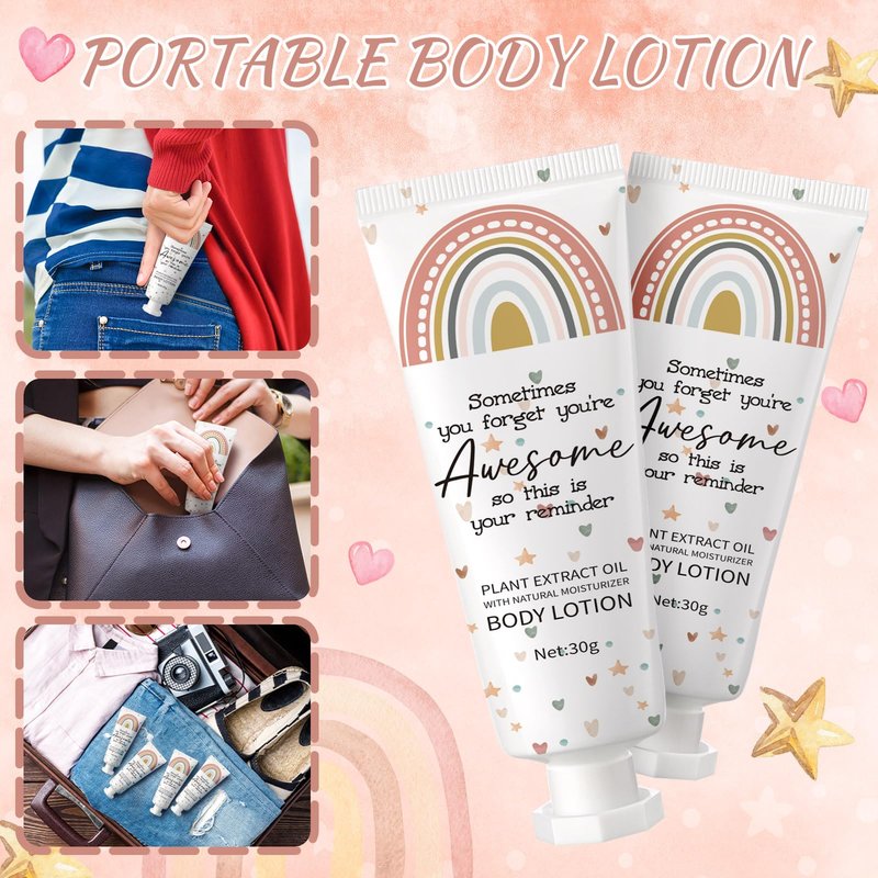 Yaryang 24 Pcs Valentine's Day Employee Appreciation Gifts Bulk Travel Rainbow Body Lotion Inspirational Thank You Team Office Gift Mini Body Cream for Valentine's Day Women Coworker Staff