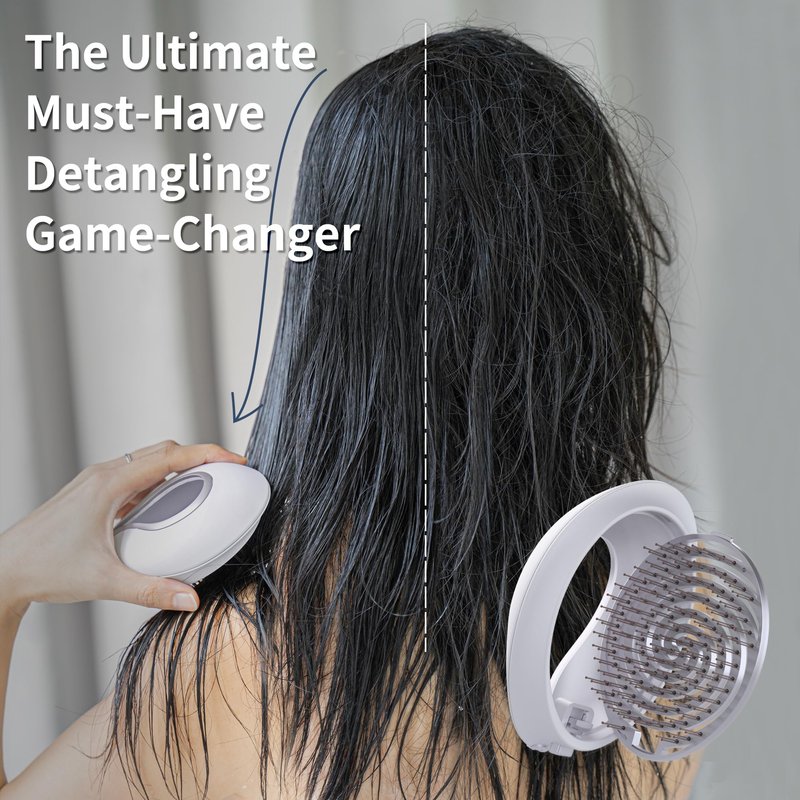 Uffy Spiral Shine Detangling Hair Brush for Wet & Dry Hair, Shower Detangler, Travel Brush — Anti-Frizz Bristles, Tangle-Free, Reduces Breakage, Ergonomic Handle, Moonlight White