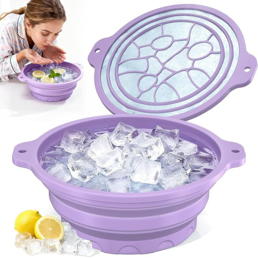 Face Ice Bath Bowl with Built-in Ice Tray, Collapsible Silicone Face Ice Plunge Bowl, Cold Therapy for Skin Tightening, Puffiness Reduction & Acne Relief - Ideal for Home & Travel