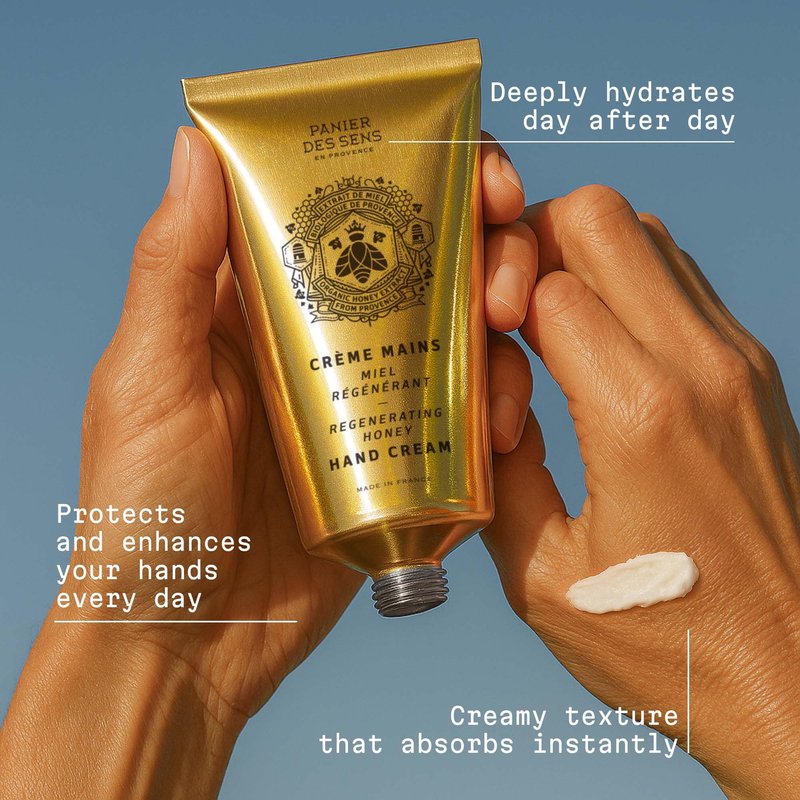 Panier des Sens – Honey Hand Cream – Moisturizing Hand Lotion for Dry Skin – Premium French Hand Cream, Softening Care for Women, 97% Natural Ingredients, 2.5 Fl Oz