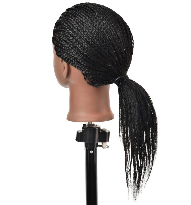 African American Mannequin Head - 100% Real Human Hair Manikin for Braiding & Cosmetology Training | Includes Stand