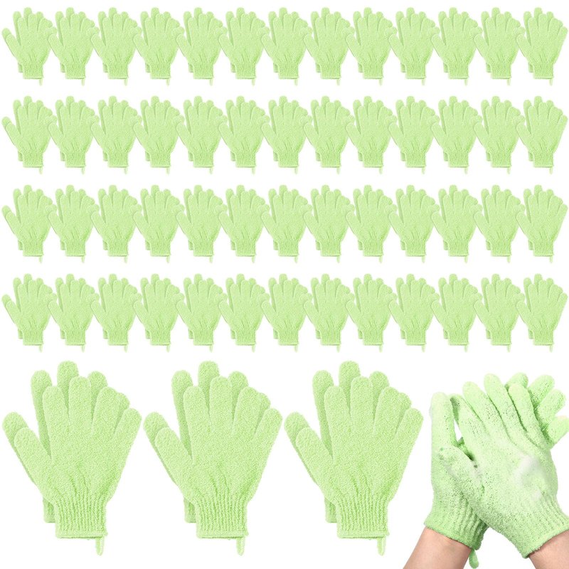 Didaey 104 Pcs Exfoliating Glove Bulk Shower Gloves with Hanging Loop Exfoliating Body Scrubber Dead Skin Remover for Body Bath Beauty Spa Massage Scrubs Men Women Bathing (Green)