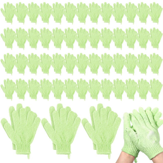 Didaey 104 Pcs Exfoliating Glove Bulk Shower Gloves with Hanging Loop Exfoliating Body Scrubber Dead Skin Remover for Body Bath Beauty Spa Massage Scrubs Men Women Bathing (Green)