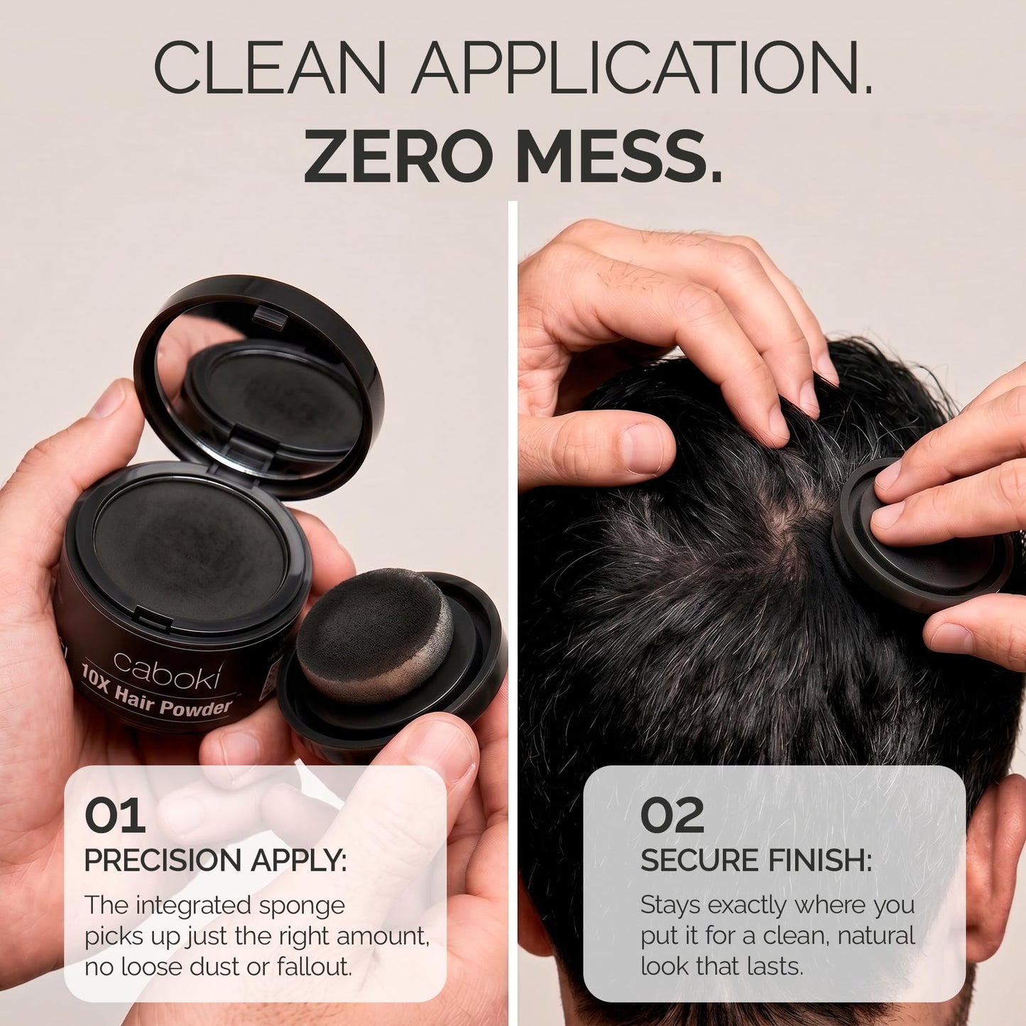 Caboki 10X Hair Powder for Thinning Hair, TALC-Free, Healthful Formula, Instantly Fuller Hair, Flawless Roots, Rain and Sweat Resistant, Easy to Use, Black, Unisex