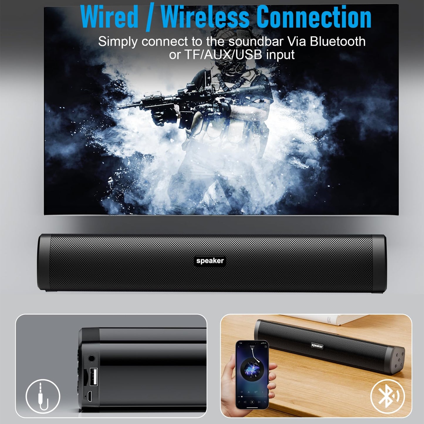 Dnil Portable Long bar Speaker, Bluetooth Wireless Speaker, a Wireless Bluetooth Speaker Suitable for Indoor and Outdoor use, Ideal for TV, Parties, the Beach, and Vacations.