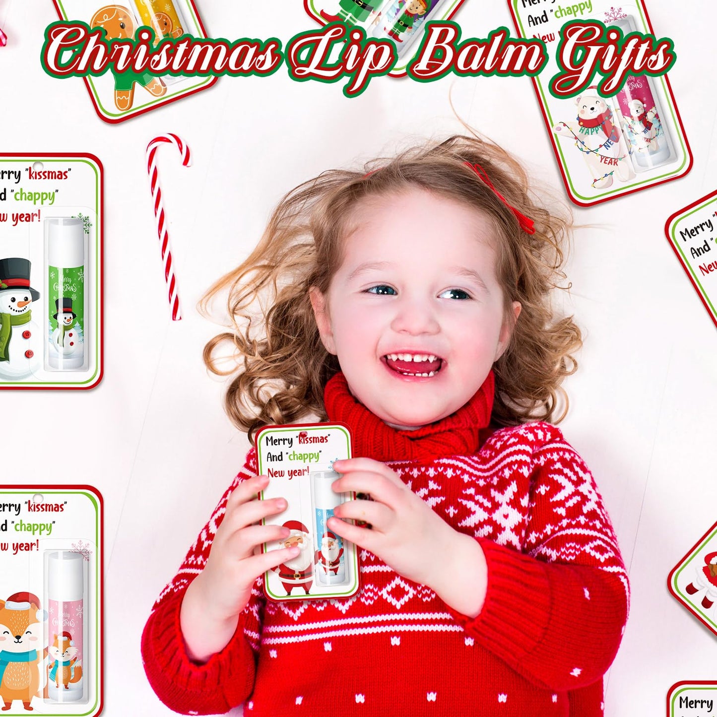 Sacubee 80 Pack Christmas Lip Balms Bulk Christmas Party Gifts Favors Stocking Stuffers Holiday Lip Balms Employee Staff Team Appreciation Gifts Thank You for Teacher Coworkers (Cute)