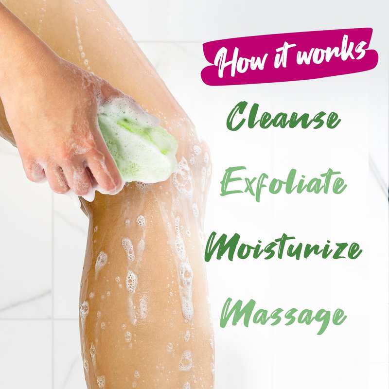 Spongeables Anti Cellulite Body Wash in a 20+ Wash Sponge, Fresh Aloe, 3 Count