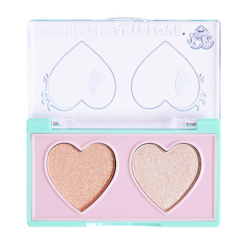 KimChiChic Beauty Spinning Hearts Duo Eyeshadow, Matte, Shimmer & Frost Finish, Blendable, Highly Pigmented Two-Color Palette, Cruelty-Free, Peach Caramel