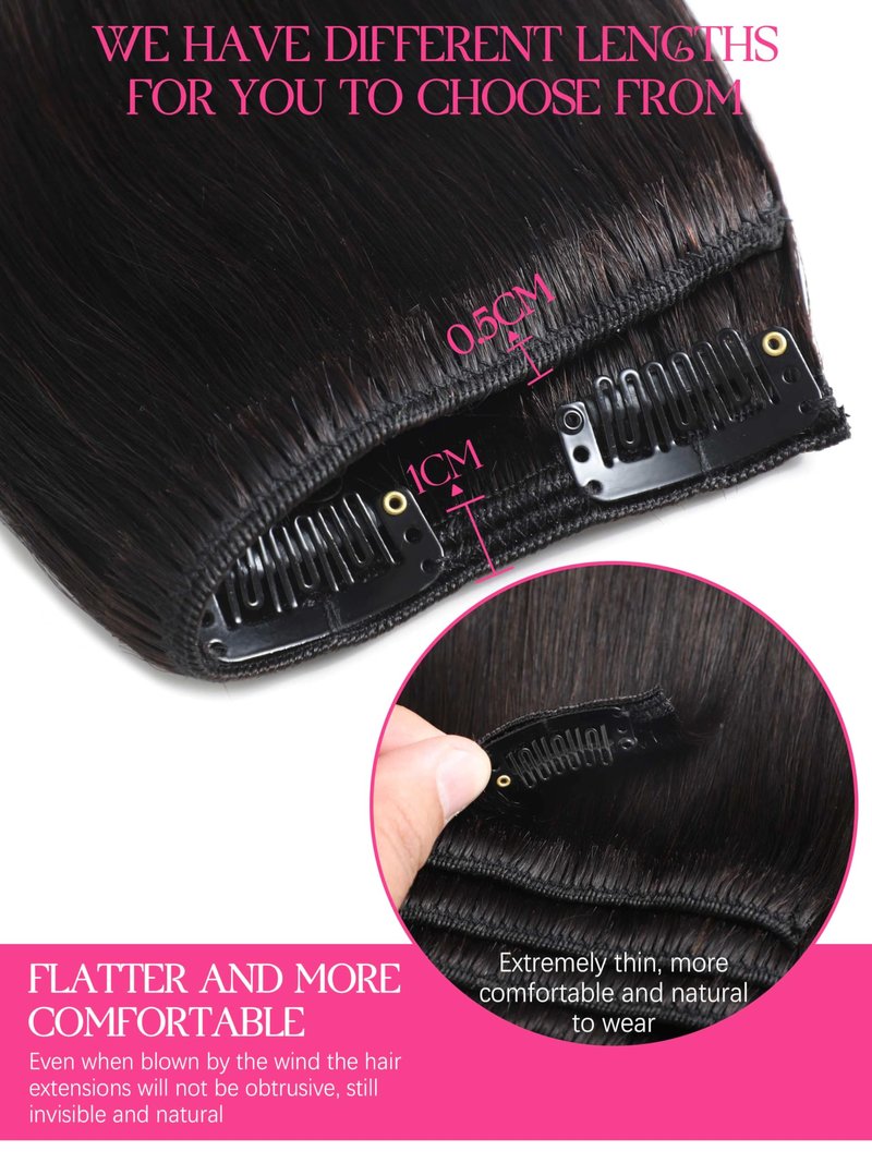 Lacer Clip in Hair Extensions Real Human Hair, Straight Clip ins 1B Natural Black, 14 Inch 120g, Clip in Remy Human Hair Extensions 7pcs Per Set