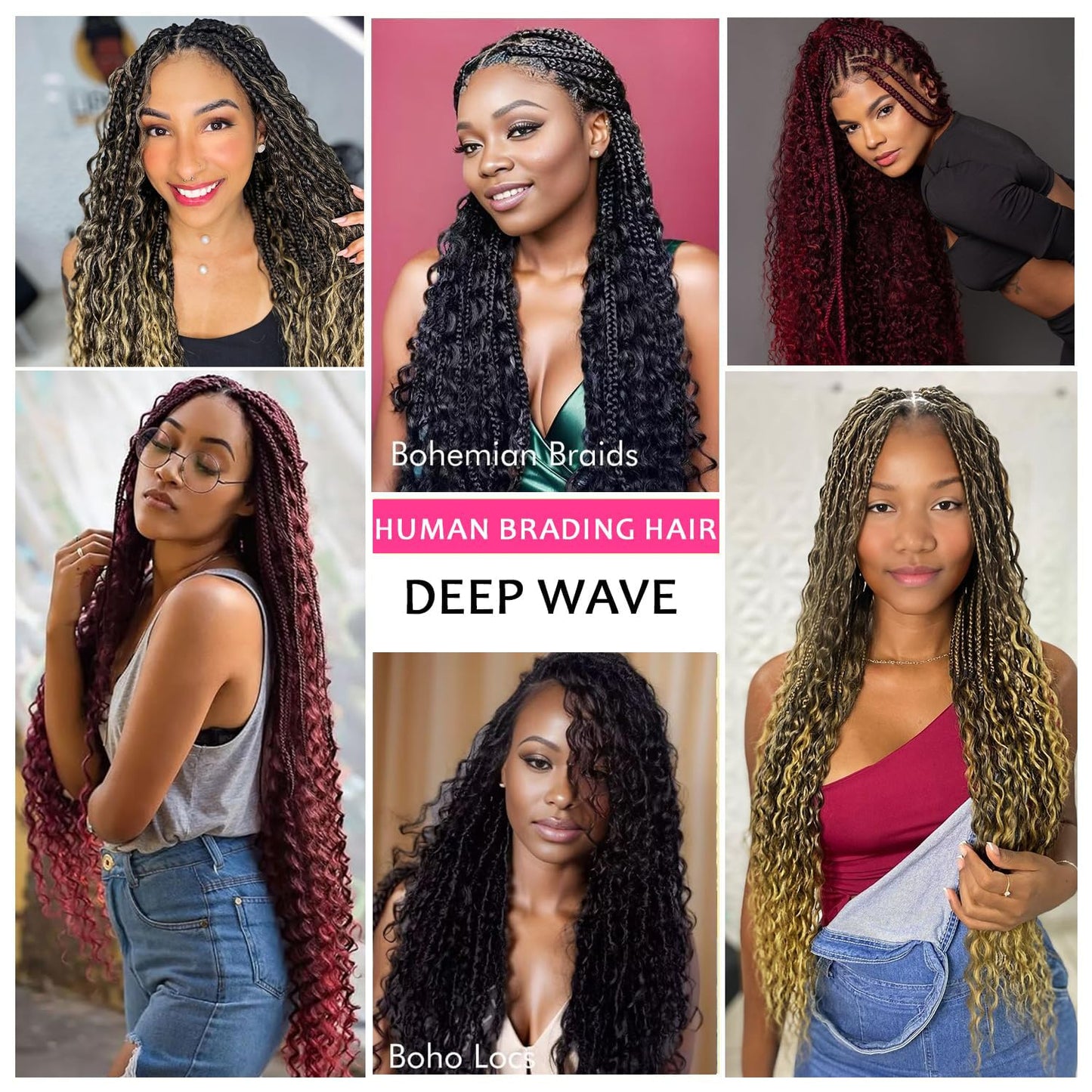 Human Braiding Hair 2 Bundles 100g 16Inch Deep Wave Bulk Human Hair for Braiding No Weft Curly Braiding Hair Bulk Curly Human Hair for Boho Braids 12A Brazilian Virgin Hair Extensions 1B/27