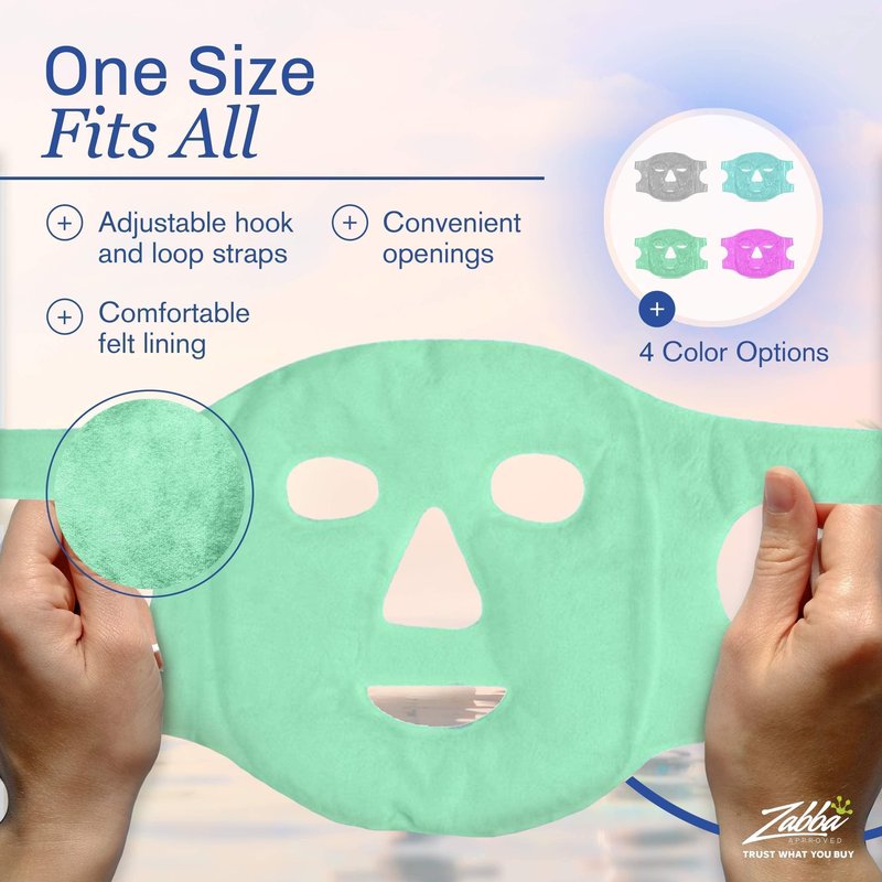Perfecore Facial Mask Get Rid of Puffy Eyes Migraine Relief, Sleeping, Travel Therapeutic Hot Cold Compress Pack Gel Beads, Spa Therapy Wrap for Sinus Face Puffiness Headaches Gel Mask