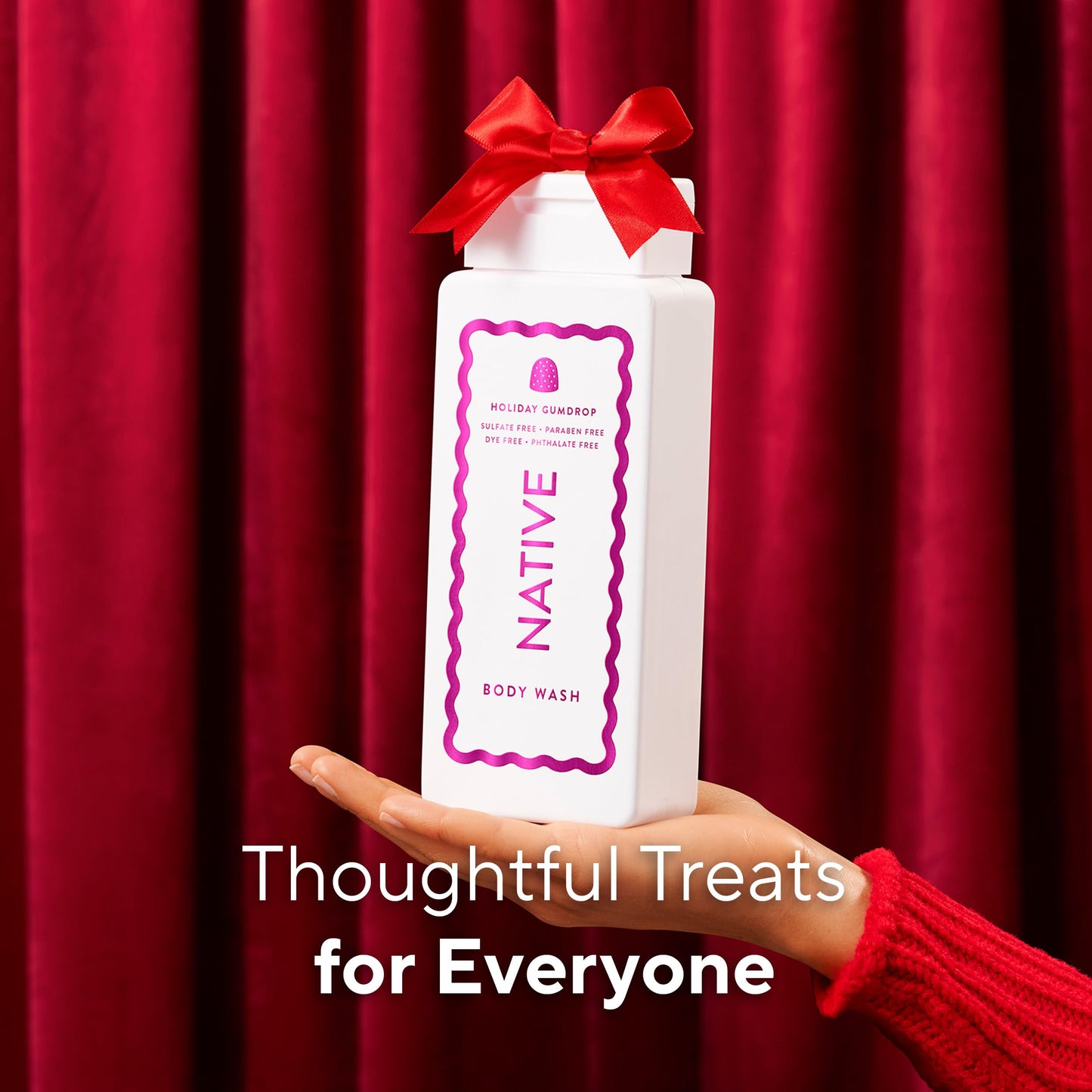Native Body Wash, Holiday Edition, Holiday Gumdrop Scent, Contains Naturally Derived Ingredients | For Women & Men, Sulfate, Paraben, & Dye Free Leaving Skin Soft and Hydrated | 18 oz