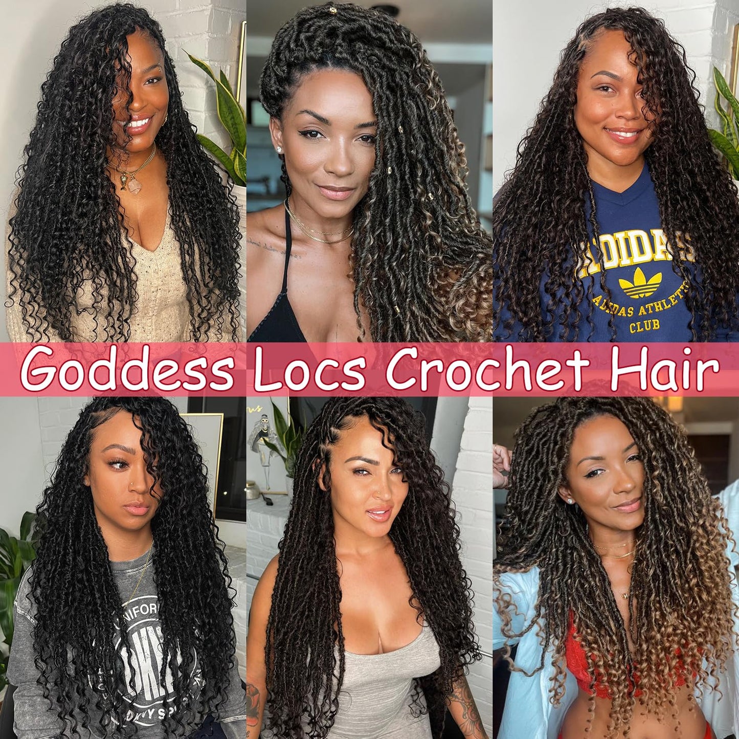 Goddess Locs Crochet Hair-30 Inch 8 Packs Boho Faux Locs Crochet Hair for Black Women Pre Looped Soft Locs with Curly Ends (1B#, 30 Inch(Pack of 8))