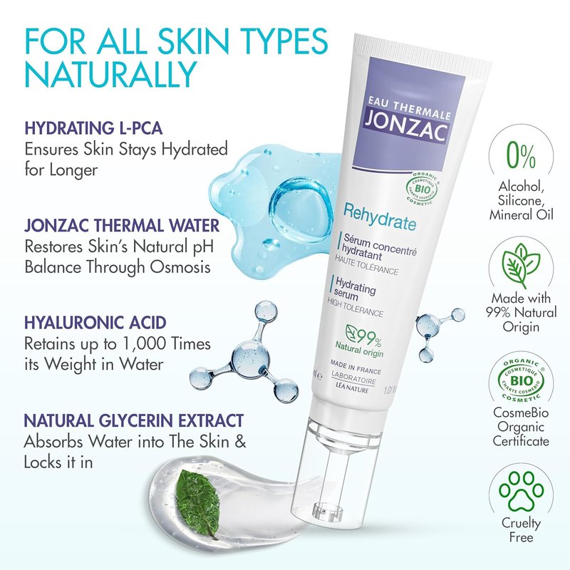 Organic Pure Hyaluronic Acid Hydrating Serum - 24H Moisture for Plump, Dehydrated Skin | Safe for Sensitive Skin - 1.01 Fl Oz