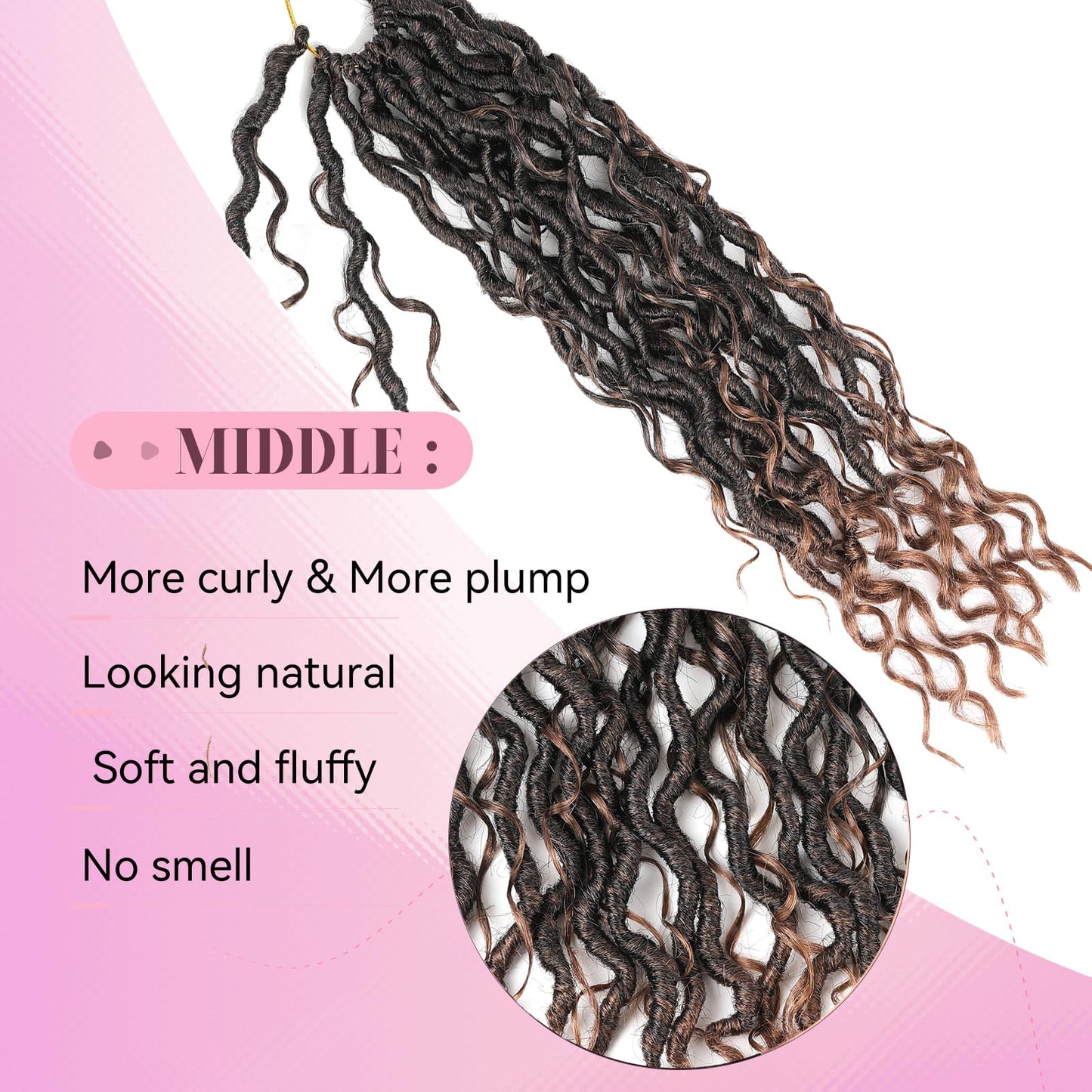 Aipin Long New Goddess Locs Crochet Hair 22 Inch Boho River Locs Hippie Locs Wavy Crochet With Curly Hair In Middle And Ends Braids Hair Extensions (8Packs,22 inch, T30)