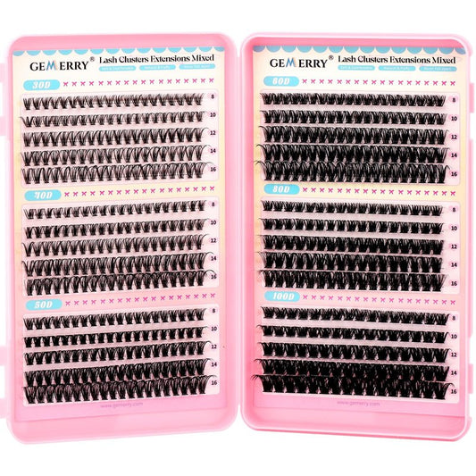 GEMERRY 565Pcs Lash Clusters D Curl (30D-100D, 8-16mm)