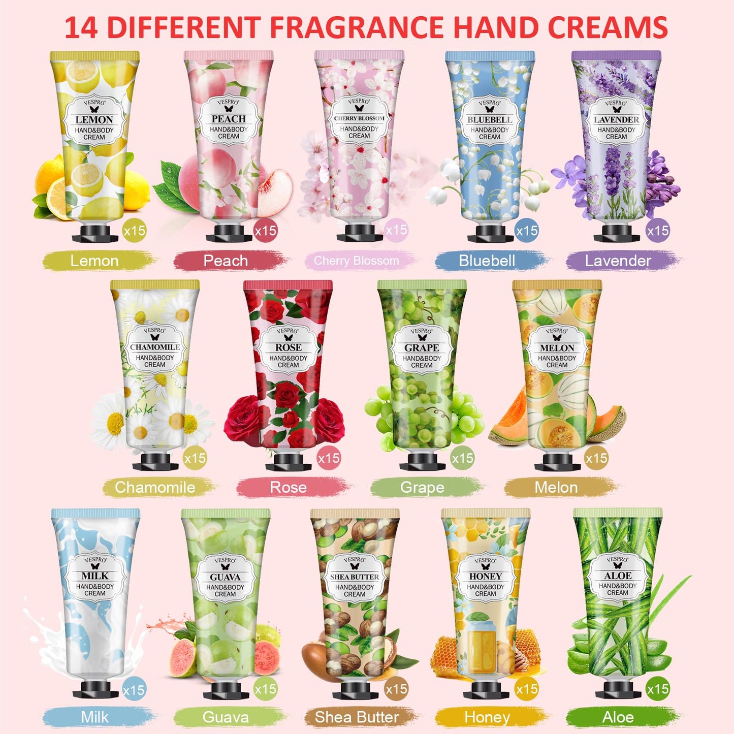 VESPRO 210 Pack Moisturizing Hand Cream Gifts Set, Thank You Gifts, Hand Lotion Travel Size for Dry Cracked Hands, Bulk Hand Lotion for Teacher Gifts, Wedding Favors, Bridesmaid Gifts, Small Gifts