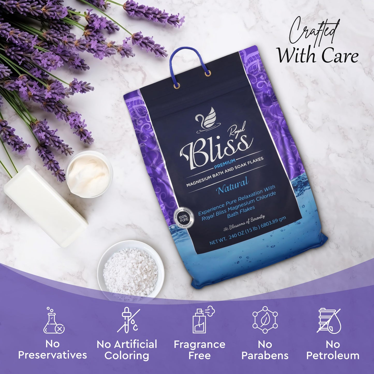 Royal Bliss Magnesium Bath & Foot Soak | Salt Flake 10 LB (160 OZ)