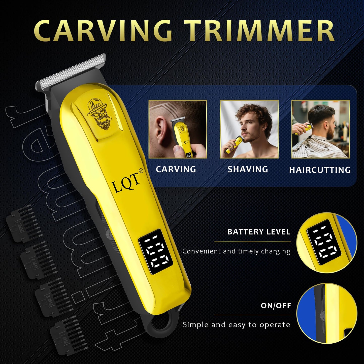 LQT Cordless Hair Clippers for Men Electric Beard and Mustache Trimmer & Foil Shaver Professional Rechargeable Hair Trimmer Gifts for Birthday Christmas to Son Husband Father Men Gifts