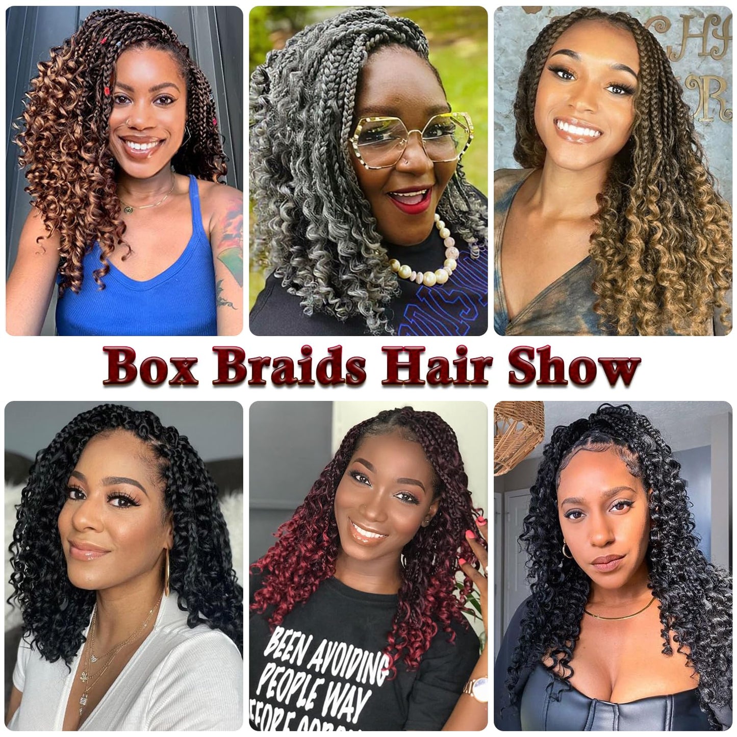 Grey Crochet Hair for Black Women 14 Inch 7 Packs Boho Box Braids Pre Twisted Twist Synthetic Crochet Hair with Curly Ends Goddess Braiding Hair(14 Inch, 7Packs, Gray)