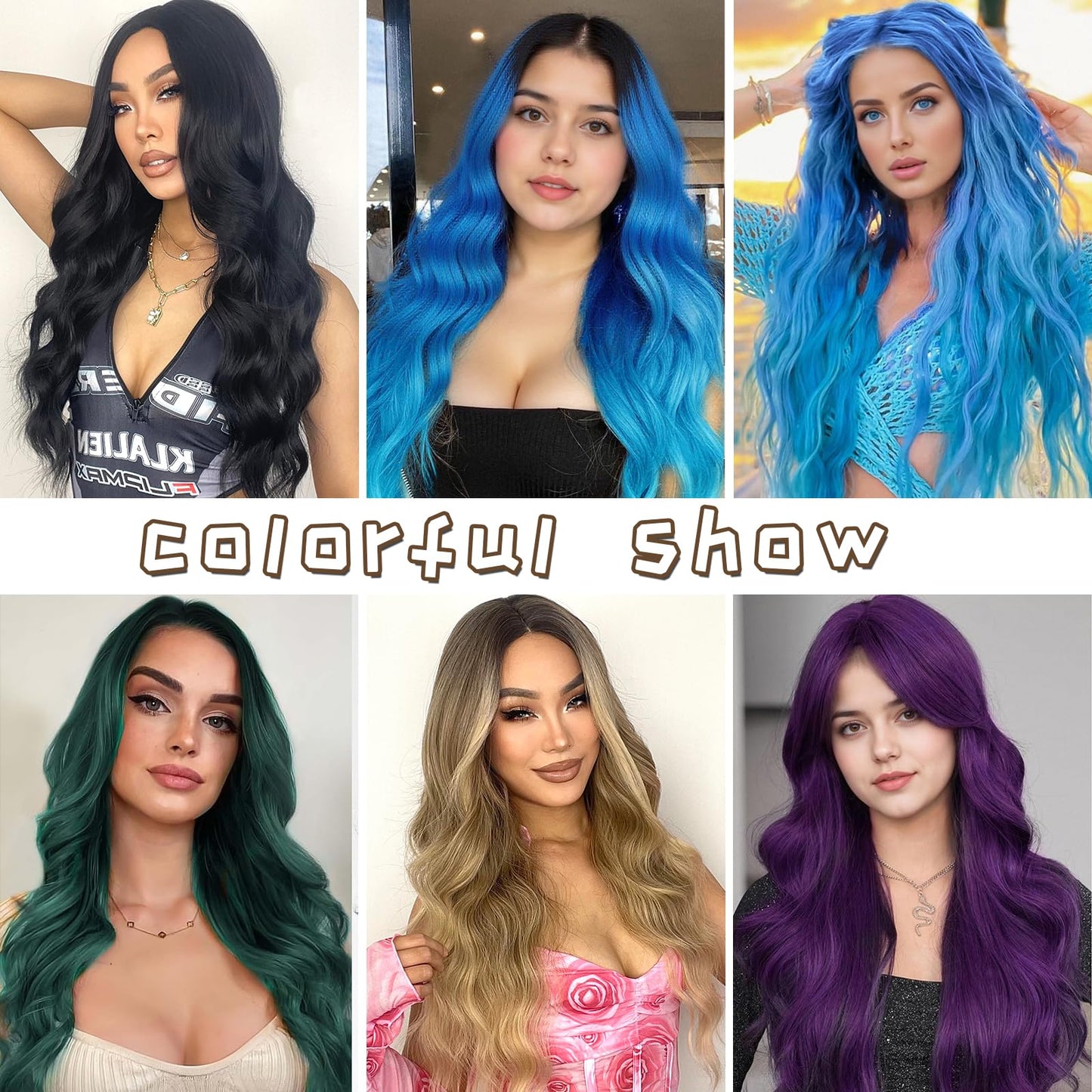 LINGHANG Long Black Wigs for Women 26 Inch Long Curly Wig Natural Looking Synthetic Heat Resistant Fiber Black Wavy Wig for Daily Party Use (Black)