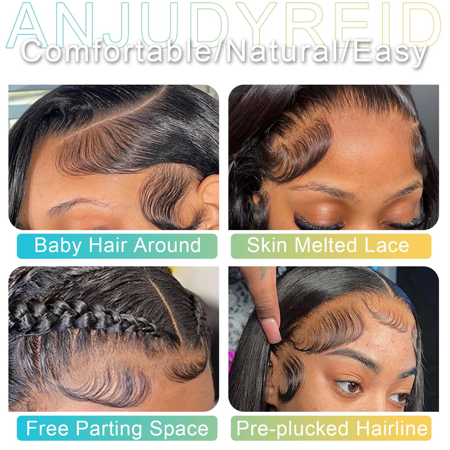 Anjudyreid 13x4 Lace Frontal,0.14mm Ultra-Thin Transparent Swiss HD Lace Pre Plucked with Baby Hair Silk Soft Straight 13A Brazilian Virgin Human Hair Frontal Closure Free Part Single Knots 20inch