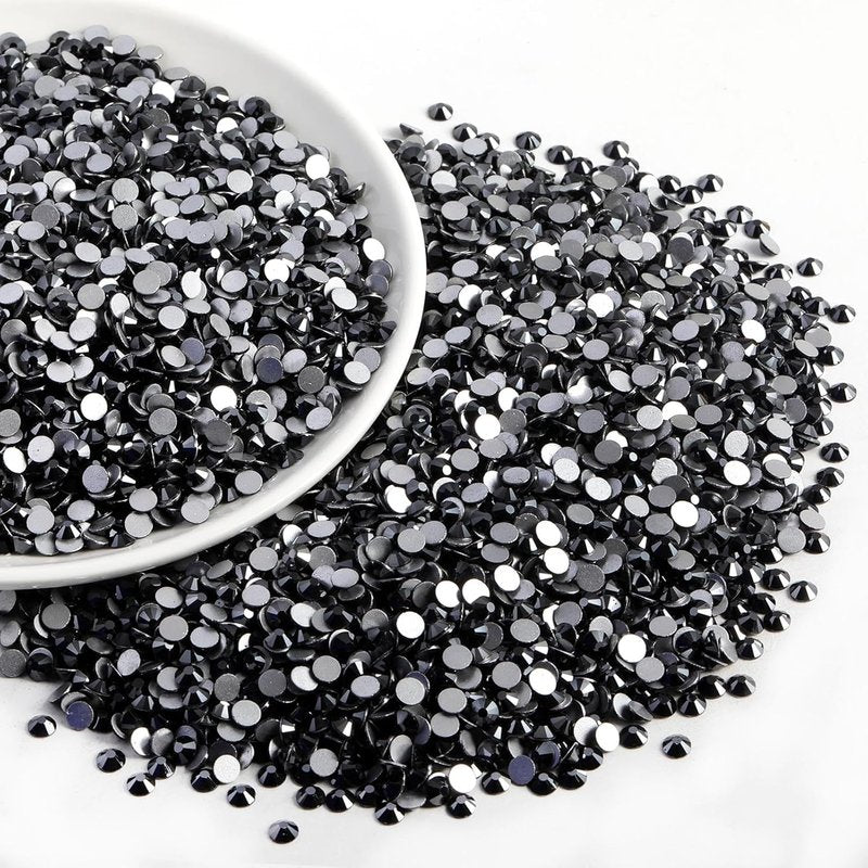 Flatback Rhinestones Bulk - 14400pcs Jet Hematite SS16 for Nail Art, Crafts & DIY | 3.8-4.0mm