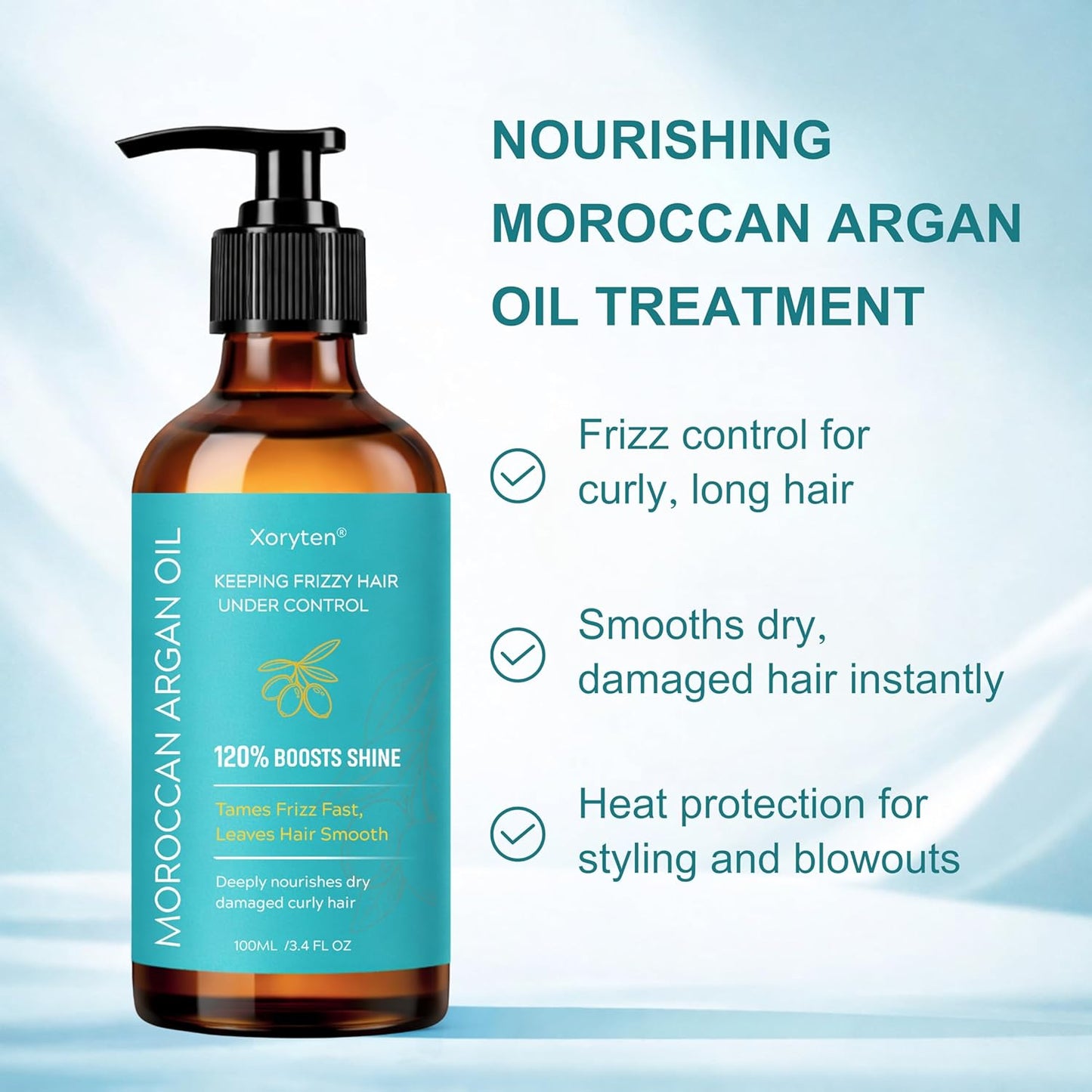 Moroccan Argan Oil - Nourishing Hair Oil for Frizzy, Curly & Damaged Hair - 100ML/3.4 Fl Oz