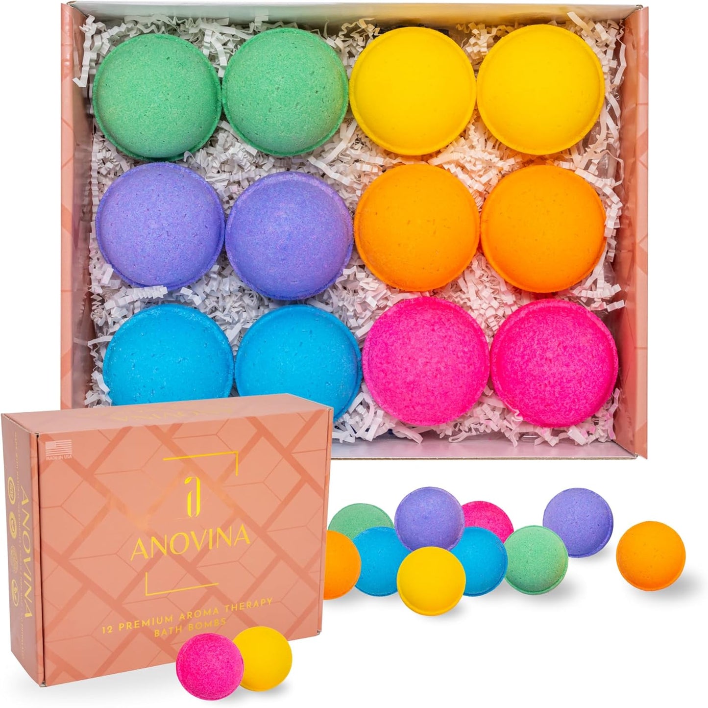 Natural Bath Bomb Gift Set for Women - Organic Essential Oil Bath Bombs for Relaxation | Non-Toxic Spa Gifts