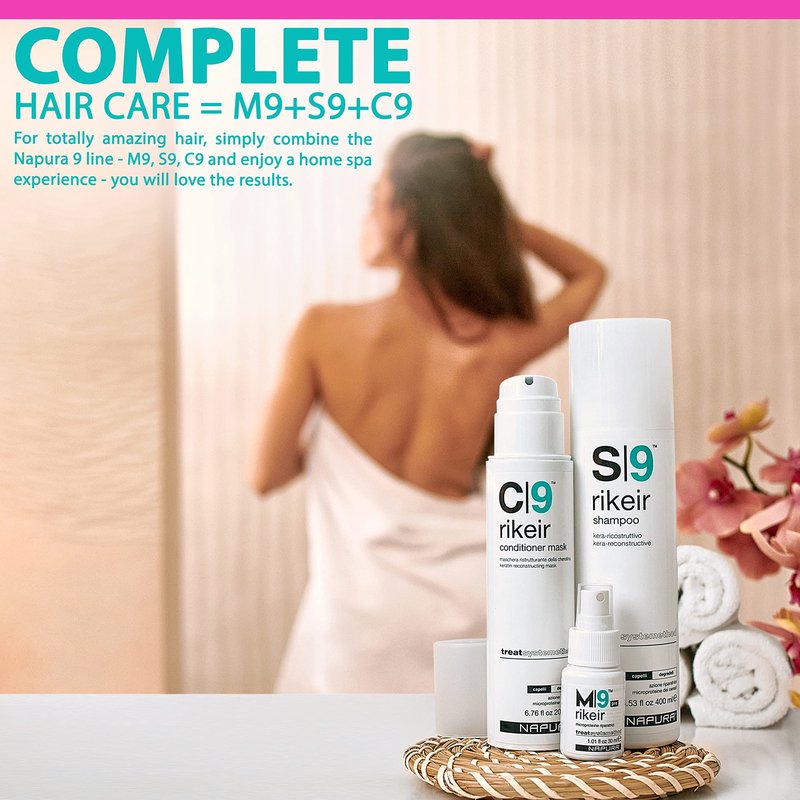 NAPURA S9 Professional Moisturizing Shampoo for Damaged Hair (13.53 fl oz) - Sulfate and Paraben Free - Split End Repair- Color Safe Protein Hair Repair Treatment with Avocado Oil