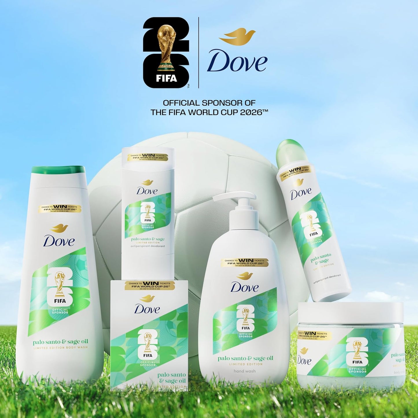 Dove Hydrating Regimen 3-Pack | FIFA World Cup 2026 Body Wash with Palo Santo & Sage Oil, 24-Hour Nourishing MicroMoisture