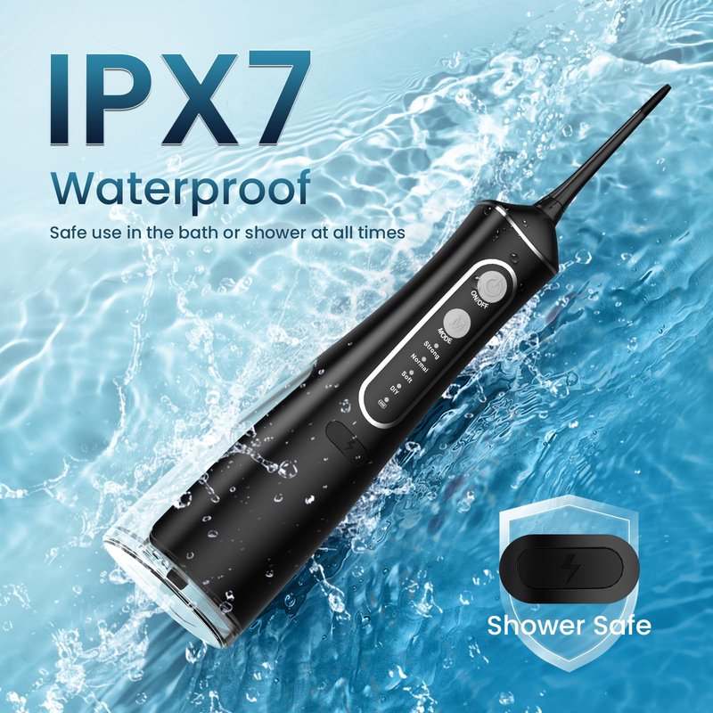 OasiSmile Water Flosser for Teeth Cleaning, 300ML Portable Cordless Oral Irrigator with DIY Strength, 4 Modes, IPX7 Waterproof & 30-Day Battery, 2-Min Smart Timer for Home/Travel Dental Care