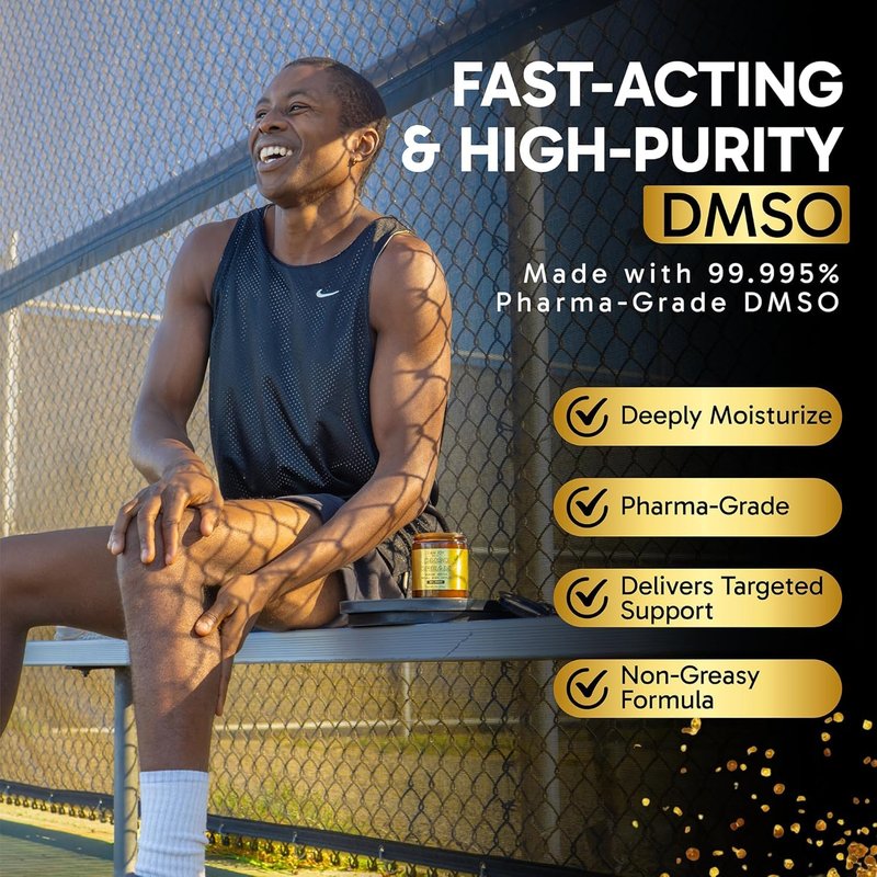 DMSO Cream with 24K Colloidal Gold - Joint Comfort & Mobility | 99.99% Pure | Aloe Vera & Shea Butter | Peppermint Scent - 7oz Jar
